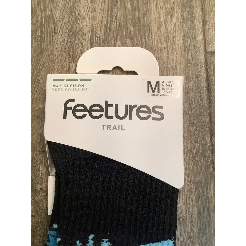 Feetures Unisex MD Blue Aurora Trail Max Cushion Mini Crew Socks Outdoor A20-12